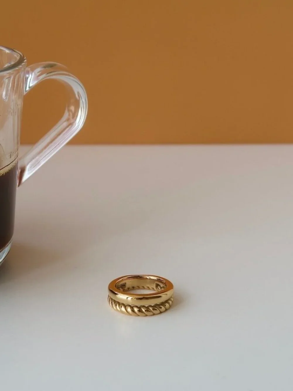NEW 18K Gold Plated Double Layer Open Ring 0